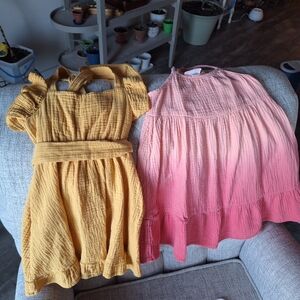 Charming Yellow and Pink Kids Dresses